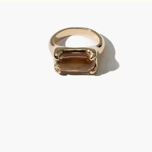 Cled Gold Plated Prism Ring with Brown Amber Stone